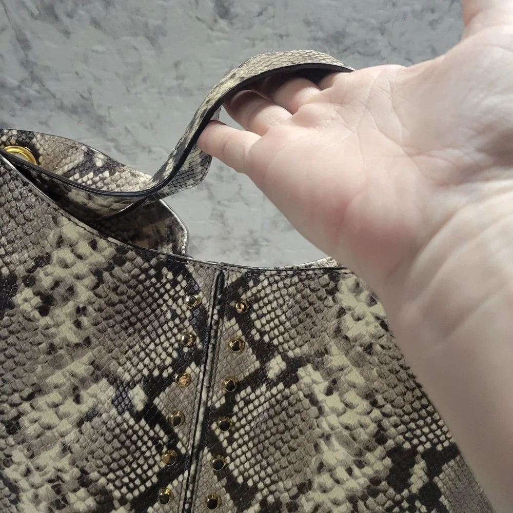 Michael Kors Gold Studded Large Hobo with Shoulder Strap Snake Skin‎ Print